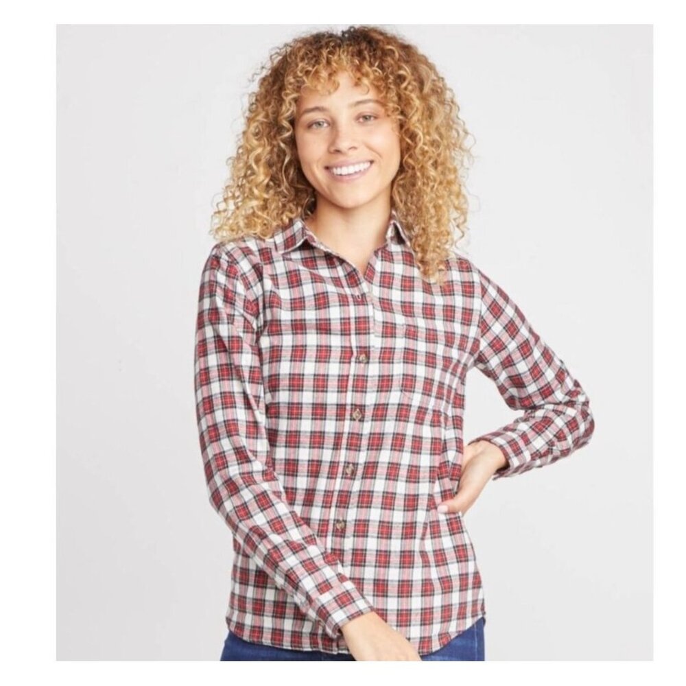 Marine Layer Kendall womens shirt red plaid button down sz medium Collared